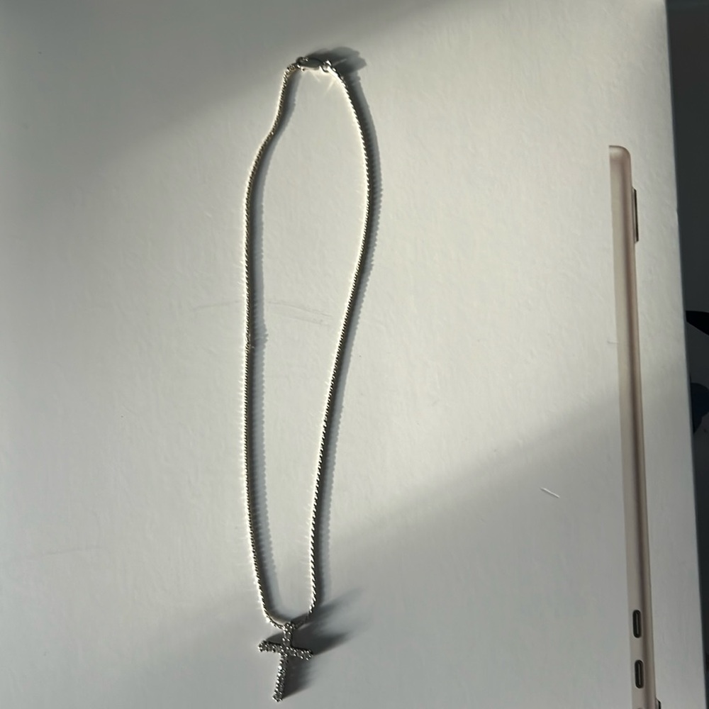 Silver sterling 16” chain (new from local jeweler) with cross